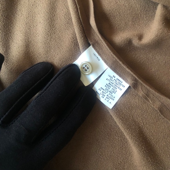 NWOT Ultra Suede Brown Button Down Blouse, Shirt by Max Studio - Picture 8 of 12